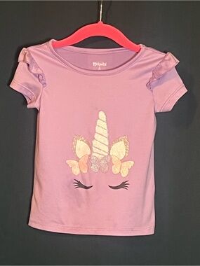 Kidgets Lavender Unicorn Graphic Tee with Glitter Accents